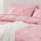 Bedsure Full Comforter Set Baby Pink - Bed in a Bag Full Size Bedding Set 7 Pieces, GentleSoft™ Pintuck Bed Set Gift for Family, Pinch Pleat All Season Comforter with Sheets, Pillowcases & Shams
