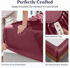 California Design Den Natural 100% Cotton Sheets, Soft Queen Sheet Set, 400 Thread Count Sateen, Deep Pockets with All-Around Elastic for a Snug Fit, Cool & Durable Bedding Set - Burgundy Red