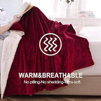 NANPIPER Sherpa Blanket Warm Blankets Super Soft Fuzzy Flannel Fleece/Wool Like Reversible Velvet Plush Couch Blanket Lightweight(Wine Red Throw Size 50"x60")