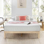 Mellow Naturalista Classic 12 Inch Solid Wood Platform Bed with Wooden Slats, King, White Wash