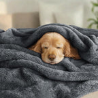 Exclusivo Mezcla Plush Fuzzy Fleece Bed Blanket Queen Size, Super Soft, Fluffy and Warm Blankets Suitable for All Seasons (Dark Grey, 90x90 Inches)