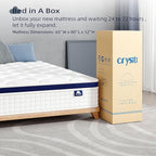 Crystli Queen Size Mattress 12 Inch-Hybrid Mattress Bed in A Box, Medium Firm for All Sleepers, Pressure Pain Relief, Motion Isolation, Fiberglass-Free, Pocket Spring, Strong Edge Support
