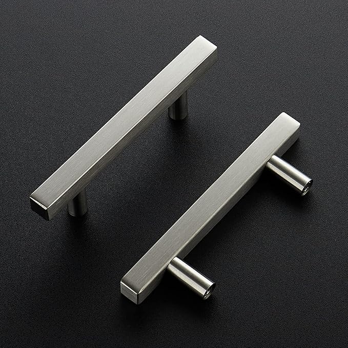 Ravinte 40 Pack Cabinet Handles 3 Inch Brushed Nickel Cabinet Pulls Square Hardware for Kitchen Cabinets - 5 Inch Total Length