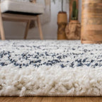 SAFAVIEH Arizona Shag Collection Runner Rug - 2'3" x 8', Ivory & Slate, Moroccan Design, Non-Shedding & Easy Care, 1.6-inch Thick Ideal for High Traffic Areas in Living Room, Bedroom (ASG741M)