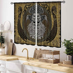Norse Viking Curtains, Nordic Warriors Sword Celtic Rune Scandinavian Aesthetic Nation Valknut Mythology Window Drapery for Bedroom Living Room Bathroom 2 Panels, 55x39 Inch