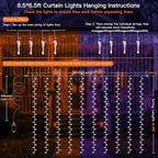 suddus Color Changing Curtain Lights for Halloween, 200 LED 6.5ft x 6.5ft Hanging String Lights with USB, Curtain Fairy Lights Indoor for Bedroom Wall, Party, Porch, Holiday, Purple and Orange