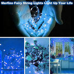 30 Pack Fairy Lights Battery Operated - 3 Speed Modes, 7Ft 20 LED String Twinkle Lights, Waterproof Copper Wire, Mini Firefly Light for Mason Jars Vases Christmas Decor, Blue