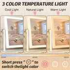 FENNIO Vanity Mirror with Lights 13'' x 17'' Makeup Mirror with Lights,Vanity Mirror Touch Screen with 3-Color Lighting,Dimmable,for Vanity Desk Bedroom White