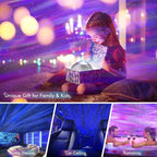 Rossetta Star Projector, LED Night Light Aurora Galaxy Projector with Bluetooth Speaker, White Noise, Timer and Remote for Room Decor, Gifts for Kids, Adults, Christmas, Birthday, Black