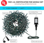 105FT 300LEDs Christmas Lights Outdoor Indoor String Lights 8 Modes Memory Function for Christmas Tree Party Decoration, 100% UL Listed (4 Sets CONNECTABLE) Multi-Color