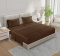 100% Cotton Sheets Split King Size Sheets Set with Fitted Sheet & Pillowcase Sets, 800 TC Sateen Weave 4 PC Deep Pocket Split King Sheet Set, Soft & Comfy Naturally Cool Luxury Bedding – Chocolate