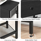 HOOBRO 29.5" Narrow Console Table with 2 Fabric Drawers, Sofa Table, Small Entryway Table with 3-Tier Storage Shelves, Behind Couch Table, for Living Room, Hallway, Black BB72XG01