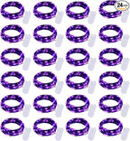 Brightown 24 Pack Fairy Lights Battery Operated, Halloween String Lights Waterproof Black Wire 7 ft 20 LED Firefly Starry Lights for Hallowen Decorations DIY Paper Lantern Craft Pumpkin (Purple)
