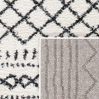 SAFAVIEH Area Rug 8x10 - Arizona Shag Collection - Large - Ivory & Black, Moroccan Design, Non-Shedding & Easy Cleaning, Ultra Plush Thick Pile, Ideal for Living Room, Bedroom, Dining Space (ASG741Z)