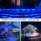 JMEXSUSS 2 Pack Battery Operated Rope Lights Outdoor Waterproof, Total 200LED 66ft 8 Mode/Remote Battery Christmas String Lights, Blue Pool Light for Trampoline Camping Balcony Garden Pool Decor