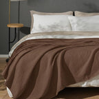 PHF 100% Cotton Waffle Weave Blanket Queen Size for Bed,Snag Proof Lightweight Breathable Moisture-Wicking Throw for Couch,Great for Layering in Cold Weather,Machine Washable, Home Decor-Cappuccino