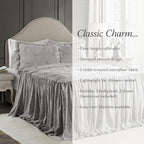 Lush Decor Ravello Pintuck Ruffle Skirt Bedspread Set - Luxe 3 Piece Ruffled Bedding Set - Traditional Glam & Farmhouse Inspired Bedroom Decor - Queen, Light Gray