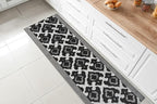 Custom Length Cut to Size Fleur de Lis Inspired Carpet Runner Rug for Hallways, Non Slip Rubber Backed, 31 inch Wide X Customized Length, Royal Grey, 31 inch X 4 feet, Doormat Size