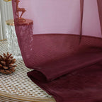 OVZME Burgundy Sheer Curtains 120 Inches Long 2 Panels Set, 59 Inch Extra Wide Soft Airy Lightweight Sheer Curtains for Living Room, Farmhouse Voile Filmy Rod Pocket Drapes, 59Wx120L Inches