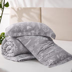 Bedsure King Comforter Set - Grey Bed Set, 3 Pieces Cute Floral Bedding, 1 Soft Reversible Botanical Flowers Comforter and 2 Pillow Shams