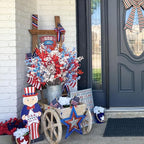 Uieke 6Pcs 4th of July Artificial Flowers Fake Patriotic Babys Breath Flowers for Independence Day Decor Blue White Red Silk Flowers for Memorial Day Floral Arrangement Home