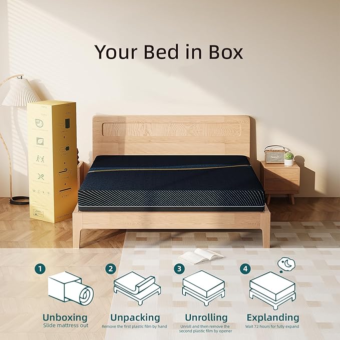 Crystli Twin Mattress 10 Inch, Gel Memory Foam Twin Size Mattresses, Activated Charcoal Infused, Medium Firm Bed Mattress in a Box for Pressure Relief, Fiberglass-Free, CertiPUR-US Certified, Black