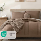 Monbix Full Comforter Set - 7 Pieces Umber Bed in a Bag Full Size Bedding Sets with Comforters, All Seasons Down Alternative Comforter with Sheets,Pillowcases & Shams