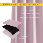 NICETOWN Bedroom Curtains Room Darkening Draperies - Room Darkening Drapes/Panels for Bedroom, Grommet Top 2-Pack, Lavender Pink, 52 x 54 inches Long, Thermal Insulated, Privacy Assured