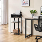 Yaheetech Tall End Table Set of 2, 18x14x29.5 inch Industrial Side Table with Strong Wooden Shelves, 2PCS Slim 3-Tier Telephone Table with Metal Frame for Living Room, Small Places - Gray