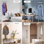 Coat Rack Wall Mount with 5 Tri Hooks, Stainless Steel 16 Inch – White & Black Matte Finish, Heavy Duty Wall Mounted Hook Rack for Coats, Hats, Towels, Scarfs, Robes, Bags, Entryway & Bathroom, 2 Pack