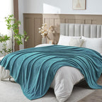 NEWCOSPLAY Super Soft Queen Blanket Dark Blue Premium Silky Flannel Fleece Leaves Pattern Lightweight Bed Blanket All Season Use (Dark Blue, Queen(90"x90"))