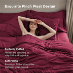Bedsure Full Comforter Set Dark Red - Bed in a Bag Full Size Bedding Set 7 Pieces, GentleSoft™ Pintuck Bed Set Gift for Family, Pinch Pleat All Season Comforter with Sheets, Pillowcases & Shams
