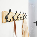 Dseap Coat Rack Wall Mounted - 24" Long 6 Tri Hooks, Heavy Duty Wooden Wall Coat Hanger Coat Hook for Clothes Hat Jacket Clothing, Weathered Light Natural and Black, Pack of 2