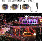Brizled Christmas Tree Lights, 115ft 300 LED Color Changing Christmas Lights with Remote, 11 Modes Warm White & Multicolor Light String Connectable 24V Xmas Light Green Wire for Xmas Home