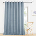 RYB HOME Boho Linen Curtains 90 inches Long, Light Filtering Vertical Texture for Living Room Glass Door Nursery Dining Room, Privacy Assured Natural Fabric Drapes, Dusty Blue, W 60 x L 90, 1 Pc