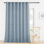 RYB HOME Boho Linen Curtains 90 inches Long, Light Filtering Vertical Texture for Living Room Glass Door Nursery Dining Room, Privacy Assured Natural Fabric Drapes, Dusty Blue, W 60 x L 90, 1 Pc