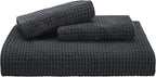 Bedsure Cotton Duvet Cover King - 100% Cotton Waffle Weave Charcoal Duvet Cover King Size, GentleSoft™ and Breathable Bedding Set for All Season, 3 Pieces, 104"x90"