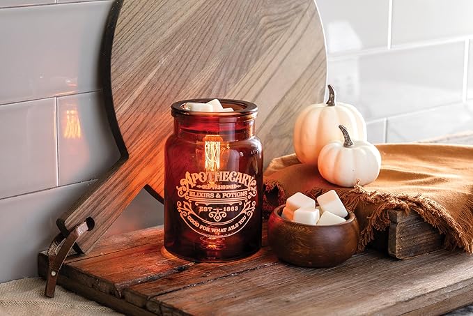 Candle Warmers ETC. Vintage Bulb Illumination Fragrance Warmer- Light-Up Warmer for Warming Scented Candle Wax Melts and Tarts to Freshen Room, Apothecary