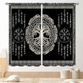 Viking Curtains, Nordic Tree of Life Celtic Rune Scandinavian Gothic Norse Mythology Aesthetic Retro Drapery for Bedroom Living Room Bathroom Window 2 Panel Set, 42"x45" Inch