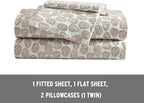Eddie Bauer - Queen Sheets, Cotton Flannel Bedding Set, Brushed For Extra Softness, Cozy Home Decor (Little Creek Pine Cone Beige, Queen)