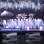 Brightown Christmas Icicle Lights Outdoor, 66 Feet 138 Drops with 736 LED, 8 Modes Waterproof Connectable Twinkle Fairy String Light for Christmas Thanksgiving Hanging Icicles (Pure White)