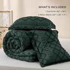 Bedsure Full Comforter Set - Forest Green Comforter, Boho Tufted Shabby Chic Bedding for Kids, 3 Pieces Vintage Farmhouse Bed Set for All Seasons, Fluffy Soft Bedding with 2 Pillow Shams