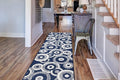 Custom Length Cut to Size Retro Modern Coastal Carpet Runner Rug for Hallways, Non Slip Rubber Backed, 31 inch Wide X Customized Length, Geo Blue, 31 inch X 20 feet