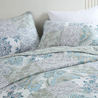 Secgo Queen Size Comforter Set- 100% Cotton Quilt Queen Size Set, Green, Sage bedspreads (90 * 96 Inch) with 2 Pillow Shams, Patchwork Reversible Lightweight Bedding