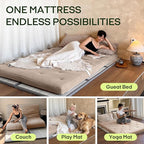 ZonLi Japanese Floor Futon Mattress Full Size 75"x 54", 100% Cotton Cover 4'' Thicken Tatami Mattress, Foldable Sleeping Pad, Portable Dormitory Tatami Mat, Roll Up Floor Lounger Bed for Adult (Khaki)