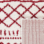 SAFAVIEH Area Rug 8x10 - Arizona Shag Collection - Large - Ivory & Red, Moroccan Design, Non-Shedding & Easy Cleaning, Ultra Plush Thick Pile, Ideal for Living Room, Bedroom, Dining Space (ASG741P)