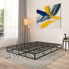 Qingzhou Box Spring for Queen Bed, 7 Inch High Metal Queen Box Spring Only, Heavy Duty Mattress Foundation with Fabric Cover, Easy Assembly, Quiet Noise Free, Non Slip, Black