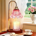 Electric Candle Warmer Lamp with Timer: Adjustable Height & Brightness, Wax Warmer for House Warming Gifts, New Home Room Decor,Birthday Gifts for Mom & Women (Pink)