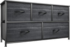 YITAHOME Dresser with 5 Drawers - Fabric Storage Tower, Organizer Unit for Bedroom, Living Room, Closets - Sturdy Steel Frame, Wooden Top