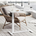 FLEXISPOT H7 Adjustable Overbed Bedside Table with Wheels Pneumatic Mobile Standing Laptop Desk Rolling Computer Cart Movable Overbed Table Hospital Home Use (31.5" W x 17.7" D, White Large)